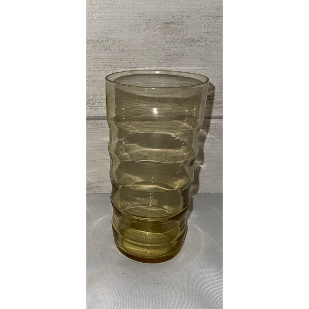Federal Glass Tumbler Ringed Amber/Gold/Yellow 7"